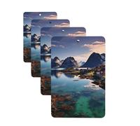 Norway Islands Car Air Fresheners 4 Pcs Rectangle Hanging Car Air Freshener Fragrance Scented Cards Auto Mirror Pendant Aromatherapy Tablets For Car Home Office Closet Bathroom