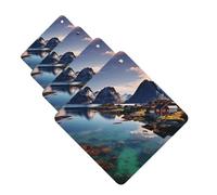 Norway Islands Car Air Fresheners 4 Pcs Square Hanging Car Air Freshener Fragrance Scented Cards Auto Mirror Pendant Aromatherapy Tablets For Car Home Office Closet Bathroom