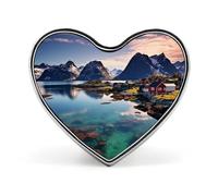 Norway Islands Lapel Pin Heart Metal Brooch Pin with Secure Pinback Fashion Button Badge for Clothing, Hats, Bags Decoration