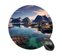 Norway Islands Mouse Pads Fashion Computer Mouse Mats Washable Portable Round Mousepad with Non-Slip Rubber Base Mouse Mat for Laptop Home Office Desk Accessories