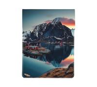 Norway Islands Print 13-inch Laptop Sleeve, Slim Shockproof Insertion Design Leather Laptop Case for Office, School, Travel