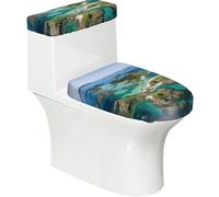 Norway Islands Print Bathroom Toilet Lid Cover, Washable Toilet Lid Set,Fits Most Round,Oblong Lids
