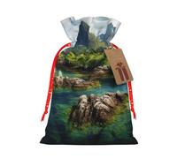 Norway Islands Print Gift Drawstring Bags Reusable Present Sack Versatile Birthday Holiday Party Favors