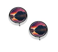 Norway Islands Print pilldispenser, Round Organizer, 3 Compartment Small Case for Purse & Pocket, Portable Medicine Box for Travel