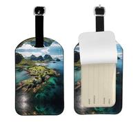 Norway Islands Printed PU Leather Bag Tag, Personalized Baggage Label, Privacy Flap ID Shield, for Vacation