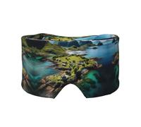 Norway Islands Printed Slumber Eye Shield, Reversible Sleep Gear, Light Blocking Headwrap, for Travel Comfort