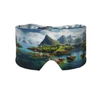 Norway Islands Printed Slumber Eye Shield, Reversible Sleep Gear, Light Blocking Headwrap, for Travel Comfort