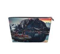 Norway Islands Printed Travel Cosmetic Bags with Silver Zipper Makeup Organizer Cosmetic Case Toiletry Bag for Women Mom Girls