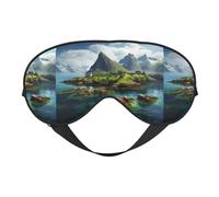 Norway Islands Reversible Eye Mask Double Sided Blackout Mask Adjustable Soft Sleep Travel Nap Cover