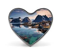 Norway Islands Scenic Custom Button Pin Metal Round Badge for Clothes Hats Backpacks Travel Theme Gift