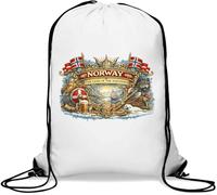 Norway Land of the Northmen Gym Sack Casual Drawstring Bag White