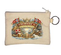 Norway Land of the Northmen Key Chain Coin Purse Beige