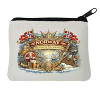Norway Land of the Northmen Neoprene Coin Purse Pouch 10x11cm White