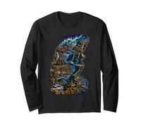 Norway Map Landmarks Fjords Nordic Heritage Long Sleeve T-Shirt
