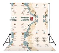 Norway Map With Various Icons Print Photography Backdrop 5x7ft Photo Backdrop Curtain Washable Photography Background For Studio
