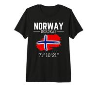 Norway North Cape Flag Coordinates Norway North Cape Angler Premium T-Shirt