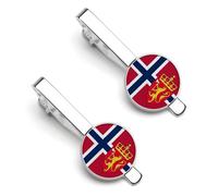 Norway Norwegian Flag Coat Of Arms Men's Tie Clips Necktie Bar Pin Formal Business Suit Accessories 2-Pack