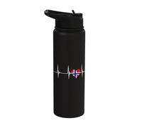 Norway Norwegian Flag Norwegian Roots Heartbeat EKG Pulse Stainless Steel Insulated Water Bottle