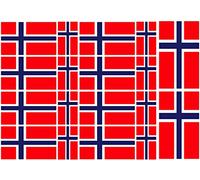 Norway/Norwegian Flag Self adhesive stickers Pack of 18-2 x 100mm x 60mm, 8 x 82mm x 48mm, 8 x 50mm x 30mm