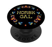 Norway Norwegian Norge Norsk Gal Rosemaling Folk Art PopSockets Adhesive PopGrip