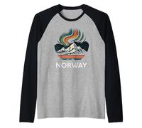 Norway Norwegian Tromso Northern Lights Snow Retro Oslo 47 Raglan Baseball Tee