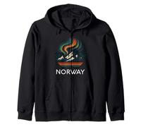 Norway Norwegian Tromso Northern Lights Snow Retro Oslo 47 Zip Hoodie
