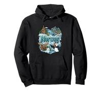 Norway Puffin Moose Pointing Meme - Norwegian Souvenir Pullover Hoodie