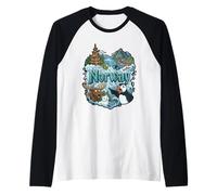 Norway Puffin Moose Pointing Meme - Norwegian Souvenir Raglan Baseball Tee