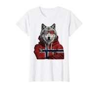 Norway Roots Wolf Norwegian Flag Norge Value Graphic T-Shirt, Women, White, XL