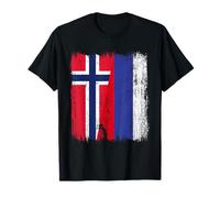 Norway Russia Half Flag Norwegian Russian Jersey T-Shirt