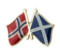Norway & Scotland Scottish Friendship National Flag Metal Enamel Pin Badge - 2.4cm x 1.9cm - Crossed Norwegian and Scottish Flags - Hard Enamel Diplomatic Lapel Pin