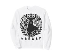 Norway Souvenir Deer Folk Art Scandinavian Art Lino Cut Sweatshirt