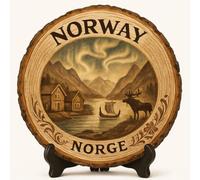 Norway Souvenir Gift - Wood Slice Plaque for Wall or Table, Norway Souvenir for Tourists, Plate Collectors & Travel Lovers, Bergen Bryggen Decorative Gift