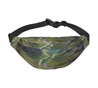 Norway terrain Fanny Pack for Men Women Crossbody Waist Bag Everywhere Belt Bag Wallet Hip Bum Bag with Adjustable Strap Casual Chest Bag for Outdoor Hiking Cycling, Black, One Size