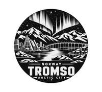 Norway Tromso Arctic City High Contrast Historic Square Metal Tin Sign Plaque Wall Decor for Cafe, Man Cave, Club Bar, Office, Home Garden Round Metal Poster 8x8Inch
