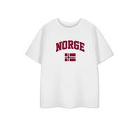 Norway Unisex Kids White T-Shirt | Norge Flag Graphic Design Tee for Boys & Girls | Scandinavian Sports Fan Merchandise