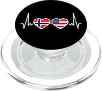 Norway USA Vintage Heartbeat Flag American Norwegian PopSockets PopGrip for MagSafe