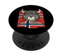 Norwegian Cat Viking Norway Flag Nordic Mythology Norse PopSockets Adhesive PopGrip