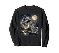 Norwegian Elkhound Dog Howling to The Moon Vintage 90s Sweatshirt