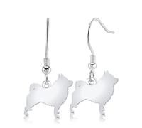 Norwegian Elkhound Silhouette Silver Earrings