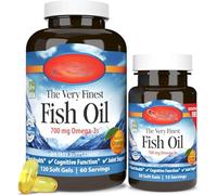 Norwegian Fish Oil 700mg, Omega-3s, Non-GMO, Gluten-Free, Orange Flavor, 120+30 Softgels