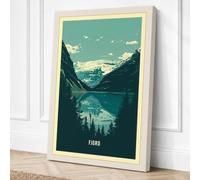 Norwegian Fjord Vintage Canvas Wall Art Print 30x20 Inch (76 x 51 cm)