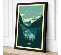 Norwegian Fjord Vintage Canvas Wall Art Print 30x20 Inch (76 x 51 cm)