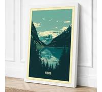 Norwegian Fjord Vintage Canvas Wall Art Print 30x20 Inch (76 x 51 cm)