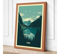 Norwegian Fjord Vintage Canvas Wall Art Print 30x20 Inch (76 x 51 cm)