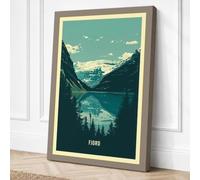 Norwegian Fjord Vintage Canvas Wall Art Print 30x20 Inch (76 x 51 cm)