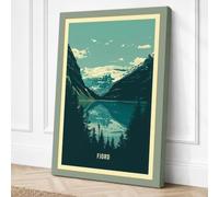 Norwegian Fjord Vintage Canvas Wall Art Print 30x20 Inch (76 x 51 cm)