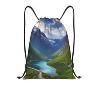 Norwegian Fjords Cinch Sack Pack String Backpack Versatile Waterproof Sport Sack For Swim Picnic Running 36X42Cm