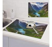 Norwegian fjords Dish Drying Mat for Kitchen Counter 18x24 Inch Microfiber Dish Drying Pad Absorbent Large Dishes Drainer Mats for Kitchen Countertops Sinks Draining Racks