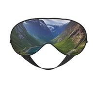 Norwegian Fjords Double-Sided Silk Sleep Mask, Adjustable Light Blocking Eye Mask for Travel, Men & Women, Soft Comfortable Blindfold 20x10cm